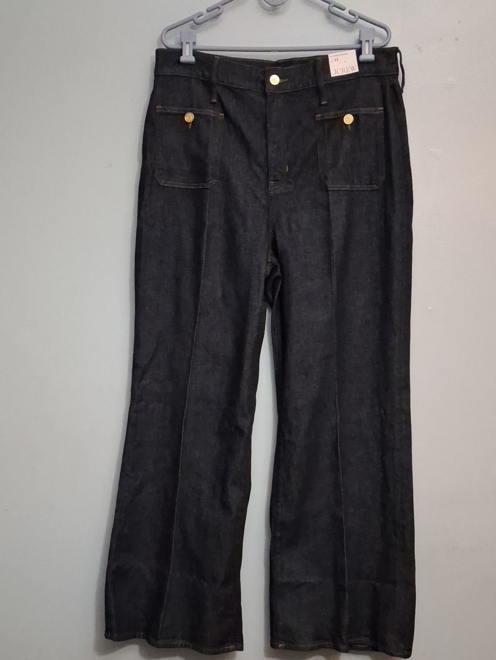 J. Crew Sailor Size 33(16) Women's dark blue Trouser Denim Wide-Leg Jeans.